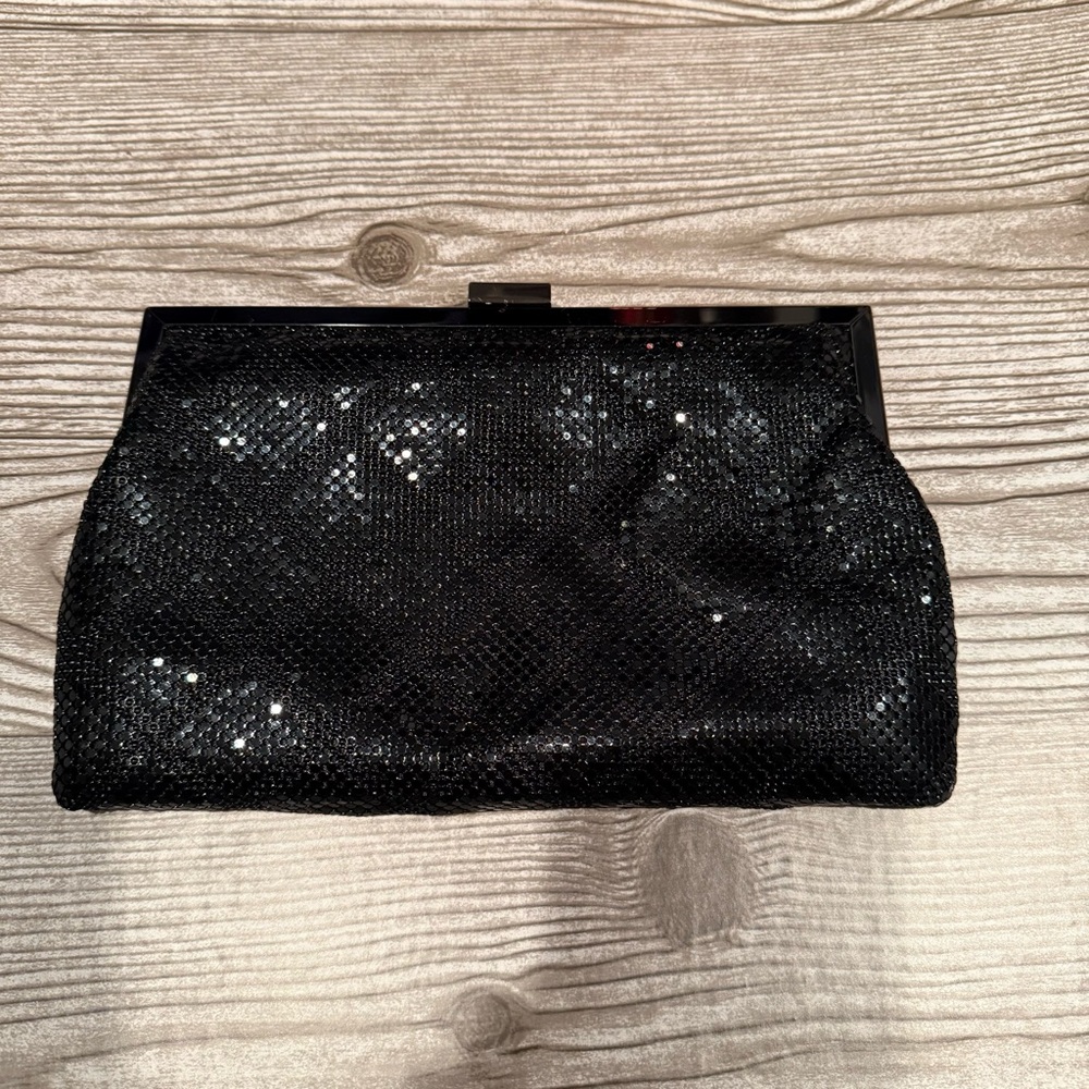 Vintage La Regale Black Mesh Evening Clutch Shoulder Bag 9.5x6